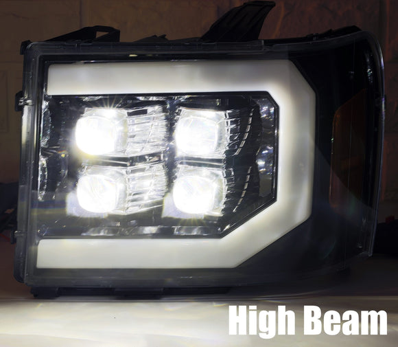 AlphaRex 07-13 GMC 1500HD NOVA LED Proj Headlight Plank Style Gloss Blk w/Activ Light/Seq Signal/DRL