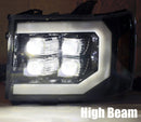 AlphaRex 07-13 GMC 1500HD NOVA LED Proj Headlights Plank - Jet Black w/Activ Light/Seq Signal/DRL-5