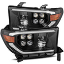 AlphaRex 07-13 Toyota Tundra (w/Lvl Adj) NOVA LED Proj Headlights Plank Alpha Blk w/Seq Signal/RDL-1