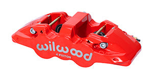 Wilwood Caliper - Aero4-DS Forged Four-Piston Caliper Black 1.12in Piston 1.10in Rotor - Red