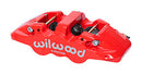 Wilwood Caliper-Forged DynaliteI w/Dust Seal-Red 4.04in Pistons, 1.25in disc,-1