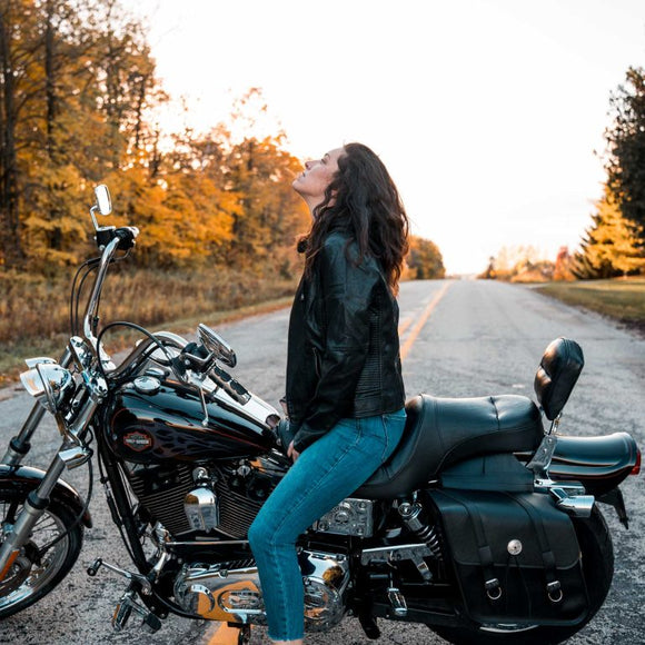 Willie & Max Universal Deluxe Compact Slant Saddlebags (12 in L x 9.5 in W x 5.5 in H) - Black