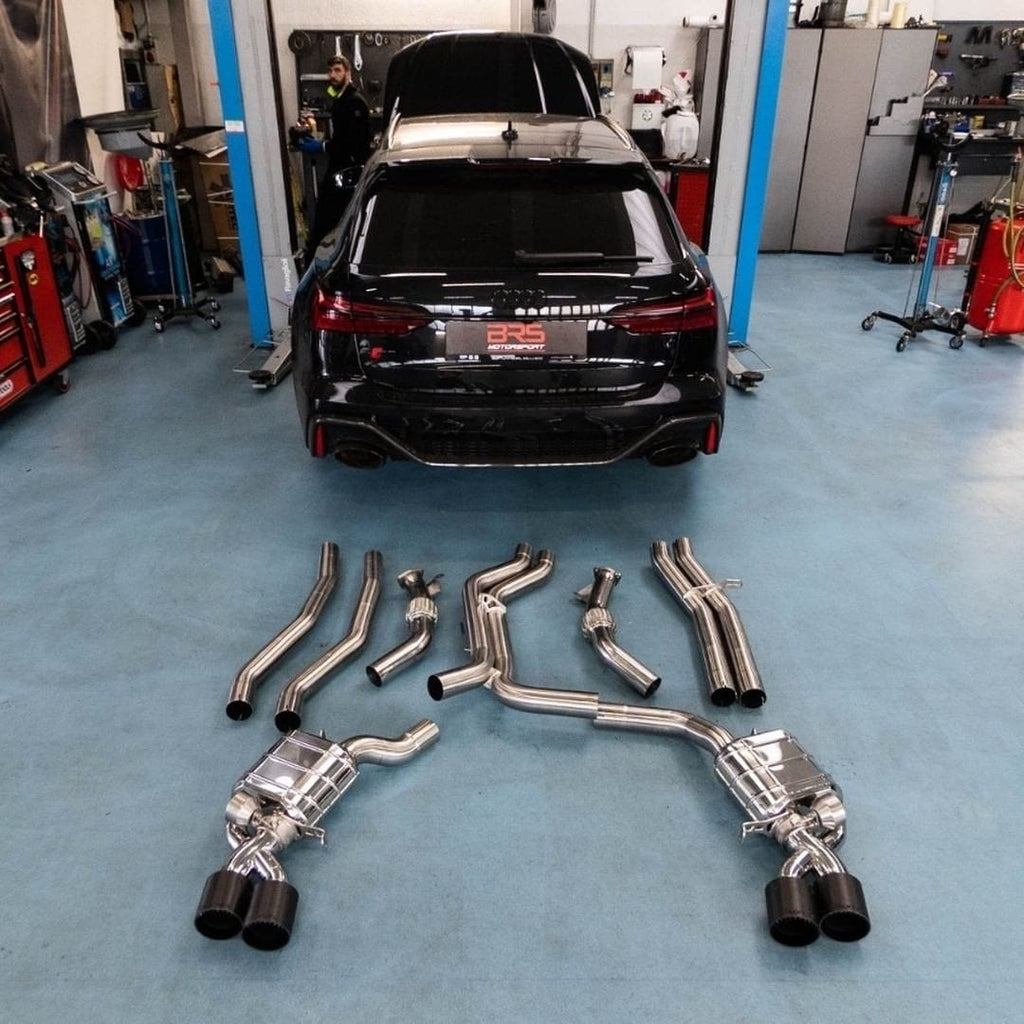 Capristo Valved Exhaust With Bevelled Carbon Fiber Tips (E2P) | Audi RS6/RS7 C8