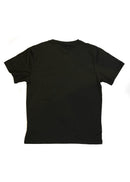 A black Audi t-shirt for men. Photo is a back view of the shirt with an embroidered a Nogaro Blue Audi 80 Avant made by Porsche. Fabric composition is 100% polyester. The material is very soft, stretchy, non-transparent. The style of this shirt is short sleeve, with a crewneck neckline.