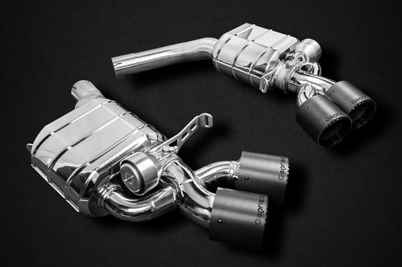 Capristo Valved Exhaust With Bevelled Carbon Fiber Tips (E2P) | Audi RS6/RS7 C8