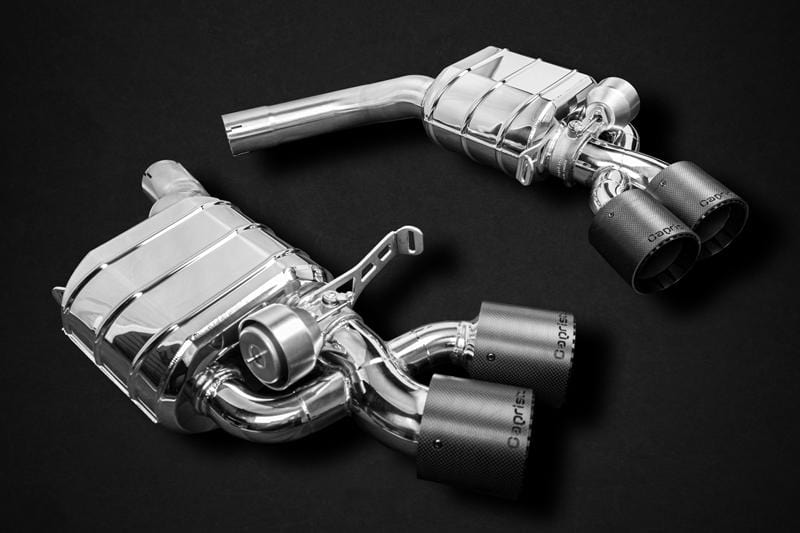 Capristo Valved Exhaust With Bevelled Carbon Fiber Tips (E2P) | Audi RS6/RS7 C8
