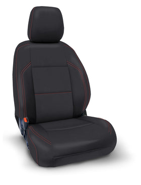 PRP 2016+ Toyota Tacoma Front Seat Covers with Electric Seat Adj. (Pair) - Black with Red Stitching