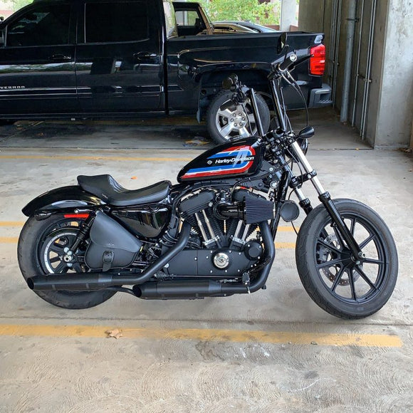 Willie & Max HD Softails, Yamaha Rd Stars, Kaw Vulcan 900, Suz C50 Leather Swingarm Bag - Black