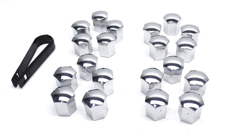 17mm Head Chrome Wheel Bolt Caps (Set of 20 with Tool)