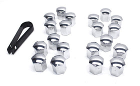 17mm Head Chrome Wheel Bolt Caps (Set of 20 with Tool)