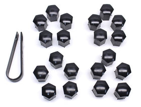 17mm Head Black Wheel Bolt Caps (Set of 20 with Tool)
