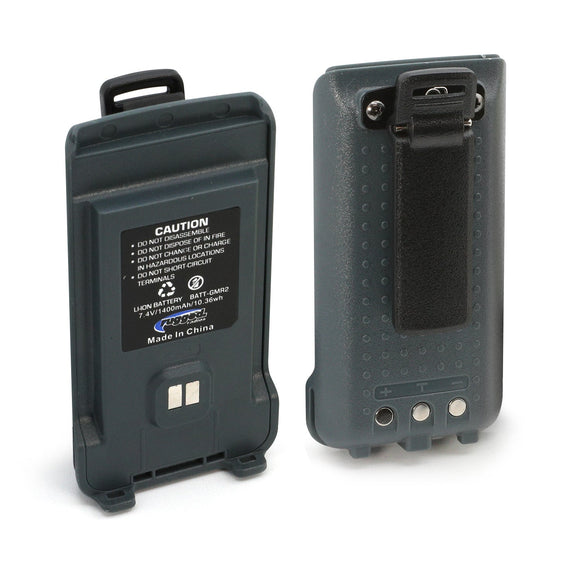 Rugged Radios GMR2 Replacement Battery with 12v Charge Port and Belt Clip Grey