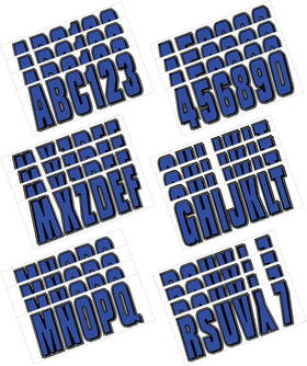 Hardline Boat Lettering Registration Kit 3 in. - 320 Blue/Black