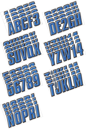 Hardline Boat Lettering Registration Kit 3 in. - 800 Blue/Black