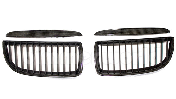 Carbon Fiber Front Grilles - E90 Sedan, E91 Wagon (Pre-LCI) 2006-2008