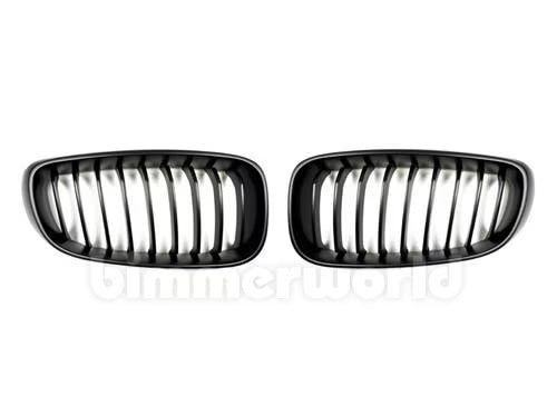 Matte Black Front Grilles - F34 GT - Single Slat