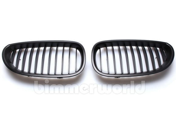 Matte Black Front Grilles - E60 Sedan, E61 Wagon 5 Series