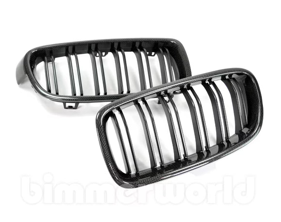 Carbon Fiber Front Grilles - F30 Sedan, F31 Wagon - Dual Slats