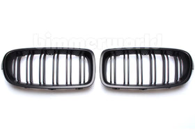 Matte Black Front Grilles - F30 Sedan, F31 Wagon - Dual Slats