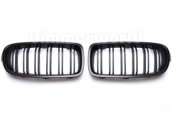 Matte Black Front Grilles - F30 Sedan, F31 Wagon - Dual Slats