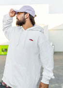 Model wearing pizzabrand BMW E30 M3 hoodie