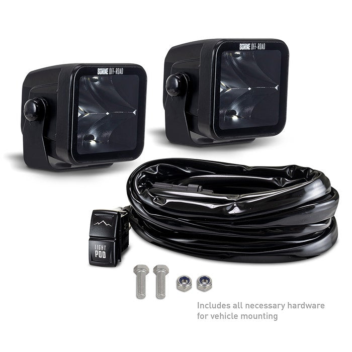 Borne Off-Road Light Pods (Kit of 2) 3x3 Flood - 0