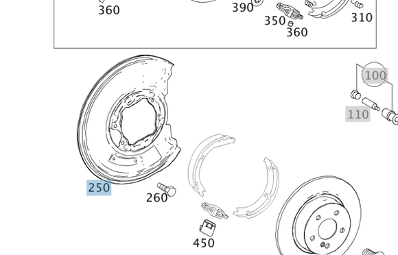 Mercedes Brake Backing Plate - Genuine Mercedes 2124202144