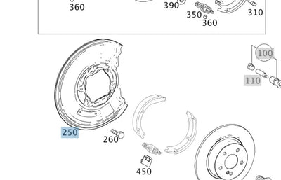 Mercedes Brake Backing Plate - Genuine Mercedes 2124202244