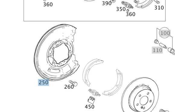 Mercedes Brake Backing Plate - Genuine Mercedes 2124202244