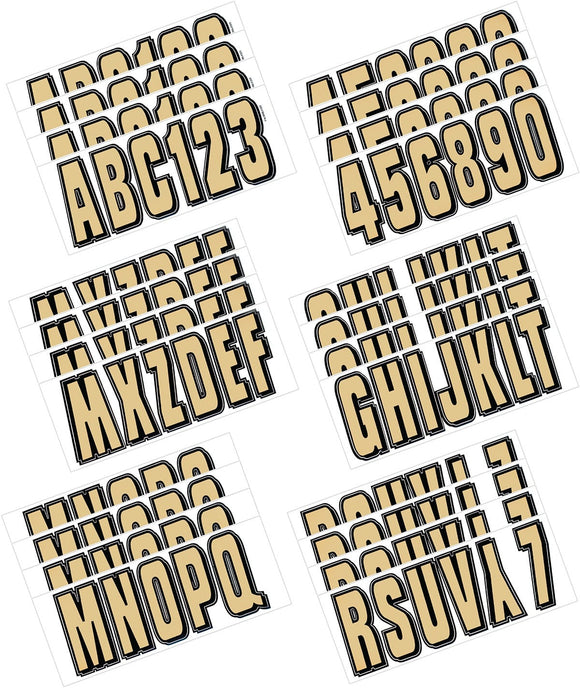 Hardline Boat Lettering Registration Kit 3 in. - 320 Beige/Black