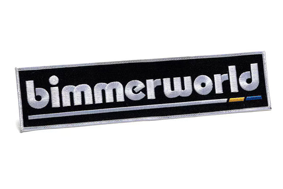 BimmerWorld Back Patch - White on Black, 11x2.5 inch