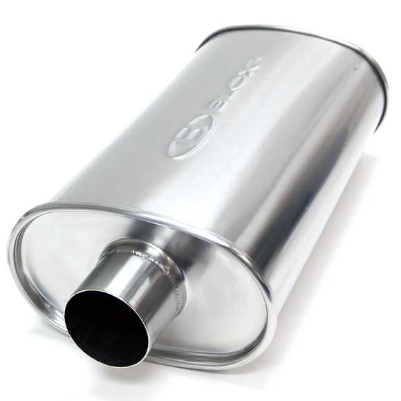 BLOX Racing 2.5 inch SL Sport Muffler - Brushed Silver