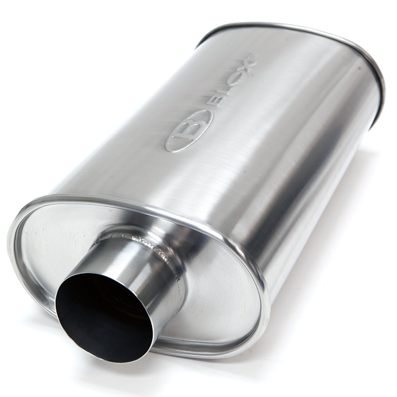 BLOX Racing 3 inch SL Sport Muffler - Brushed Silver