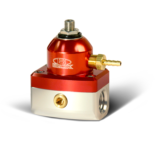 BLOX Racing 3-Port Design Red/Silver Adjustable Fuel Pressure Regulator