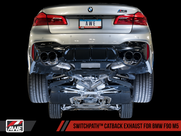 AWE SwitchPath™ Axle-Back Exhaust for BMW F90 M5 - Diamond Black Tips