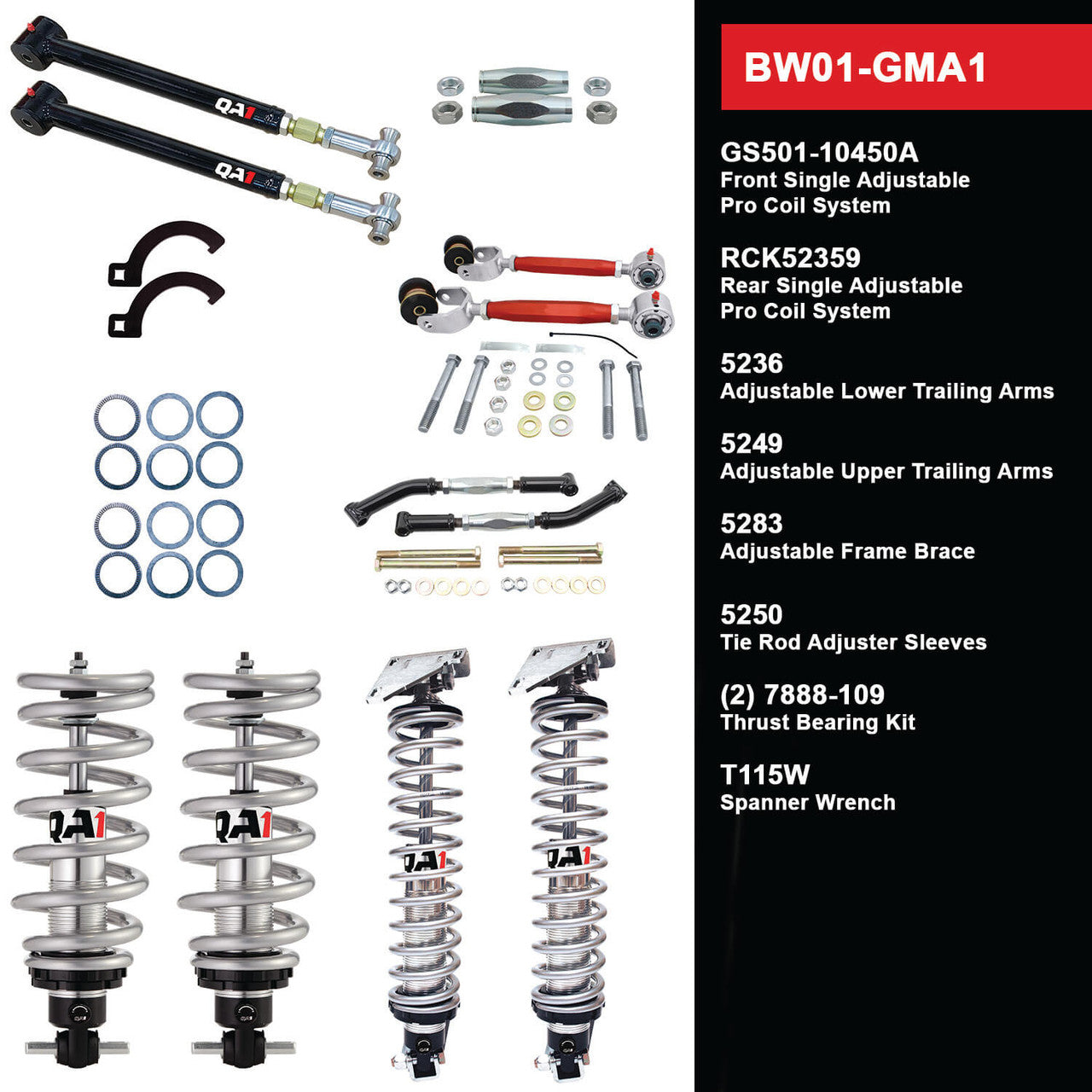 BW01-GMA1 Level 1 Big Wheel Suspension Kit, 64-67 GM A Body