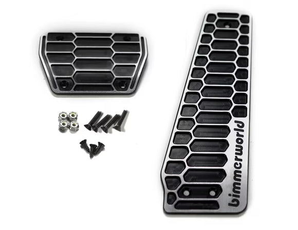 BimmerWorld Billet Hex Pedals - Auto Transmission (2 Piece), Black 2-Tone