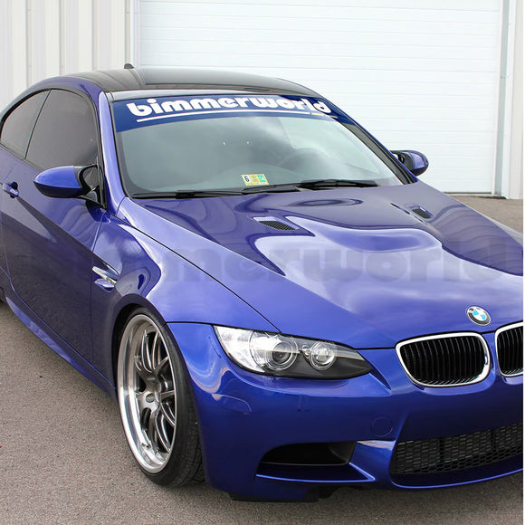 BimmerWorld Windshield Banner (Large) - White on Blue with Color Accents