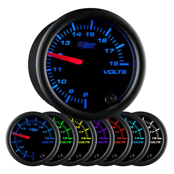 GlowShift Gauges Black 7 Color Volt Gauge | GS-C705