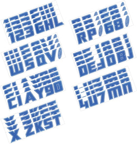 Hardline Boat Lettering Registration Installation Kit 3 in. - 900 Blue