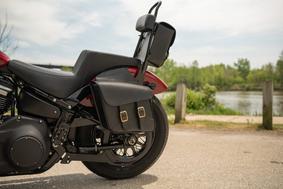 Willie & Max Universal Fit Brass Monkey Compact Slant Saddlebag Set (12inL x 9.5inH x 5.5inW)- Black