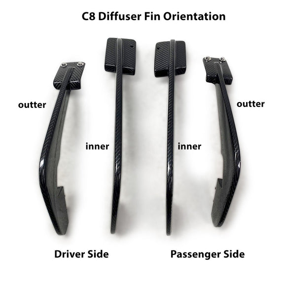 Anderson Composites 20-21 Chevrolet Corvette C8 Stingray Carbon Fiber Rear Diffuser Fins (Set of 4)