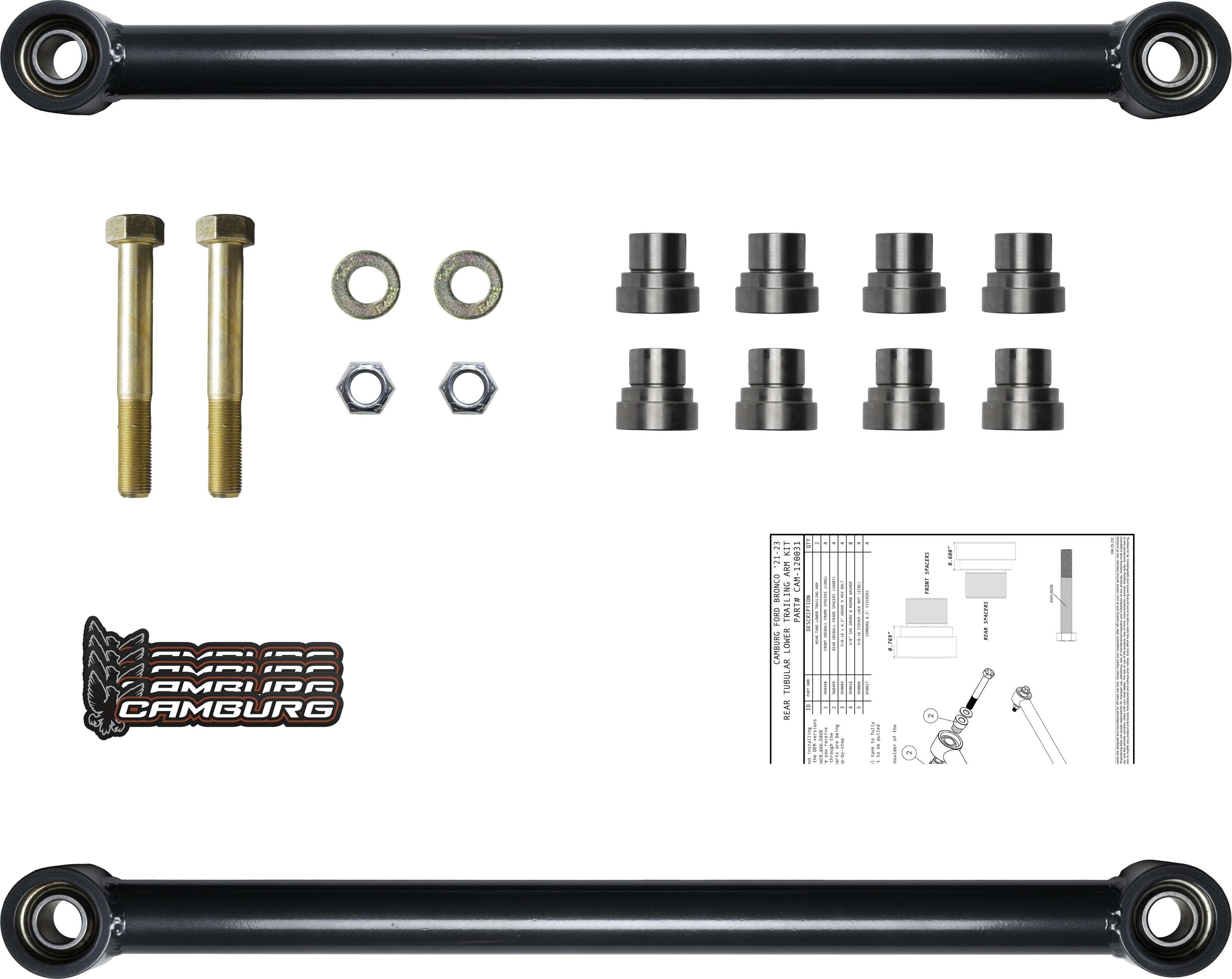 Camburg Ford Bronco 21-23 Rear Tube Lower Trailing Arm Kit