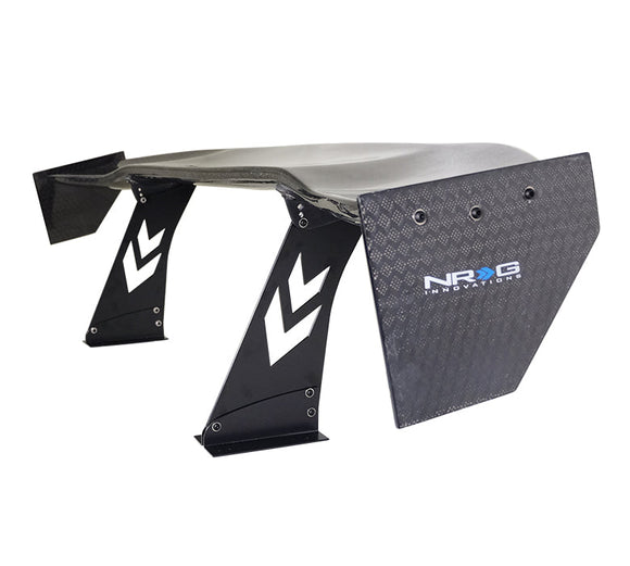 NRG Carbon Fiber Spoiler - Universal (69in.) w/ Diamond Weave/NRG Logo Stand Cut Out/Lrg Side Plate