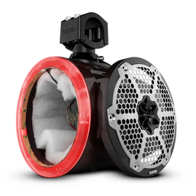 DS18 Marine And Powersports Towers 8in RGB LED Lights Black Carbon Fiber Speakers Not Included