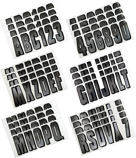 Hardline Boat Lettering Registration Kit 3 in. - 300 Chrome/Black