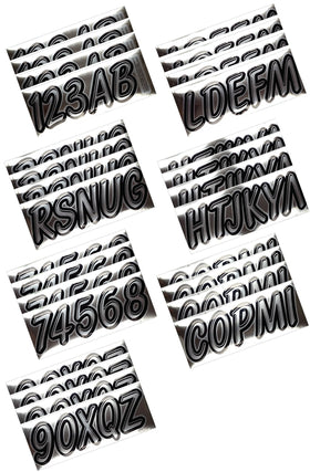 Hardline Boat Lettering Registration Kit 3 in. - 400 Chrome/Black