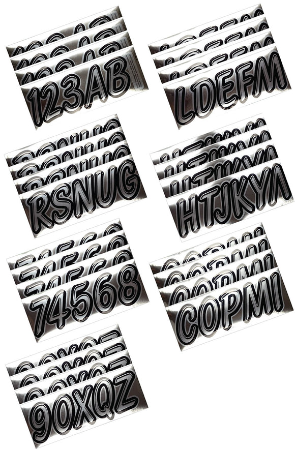 Hardline Boat Lettering Registration Kit 3 in. - 400 Chrome/Black