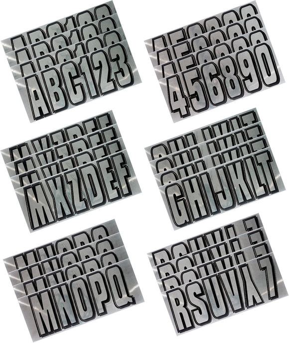 Hardline Boat Lettering Registration Kit 3 in. - 320 Chrome/Black