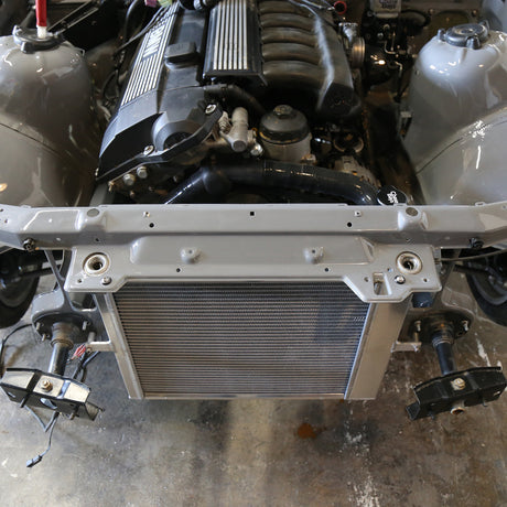 Chase Bays 84-05 BMW E30/E36/E46 OE 1.5in Push-On Hose Style Tucked Aluminum Radiator (Rad Only) - 0